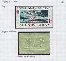 GB Local Stamps Isle of Pabay Skye PA54 OP Red Map, PA61 Gold MS JFK, Churchill