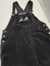 Vintage 90s Mickey Unlimited Jerry Leigh Black Corduroy Overalls Size L Disney