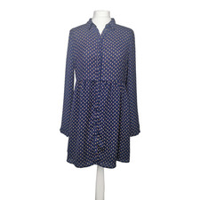 Only Dress 10 Navy Patterned Short Dress/Tunic Long Sleeve Rosabel Chiffon