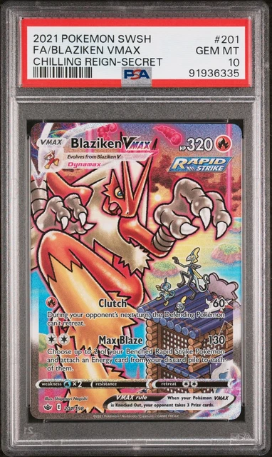 2021 Pokemon Sword and Shield Chilling Reign Secret Rare Blaziken Vmax PSA 10