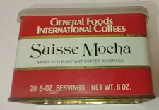USED! Suisse Mocha Coffee Tin, General Foods International Coffees 8oz, FREE SH!