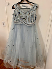 Powder Blue Lehenga Choli 3-piece set with choli, skirt  dupatta- some flaws