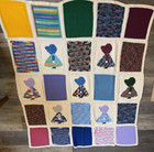 Square Raised Afghan Multicolor Girl With Bonnet Blanket 56”x 70”