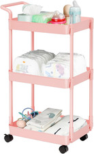 Baby Diaper Caddy   Plastic Diaper Organizer for Nursery Essentials, Movable Car