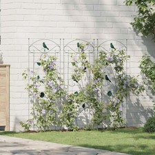 Image of Garden Fence Green Steel 110x40 cm Outdoor Trellis Panel Set of 3 Waterproof pcs