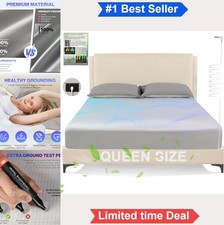 Grounding Sheet Queen 90 Organic Cotton Silver Fiber Fitted with 16.4ft Cord