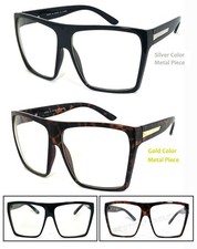Oversized Square Frame Glasses Mens Womens Flat Top Square Clear Lens UV400