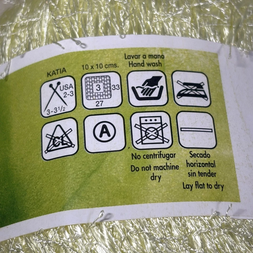 Lote 4 madejas de colección Katia MENTA hilo de pestañas brillante amarillo lima 153 yardas 1,76 oz ea Foto 3 de 4