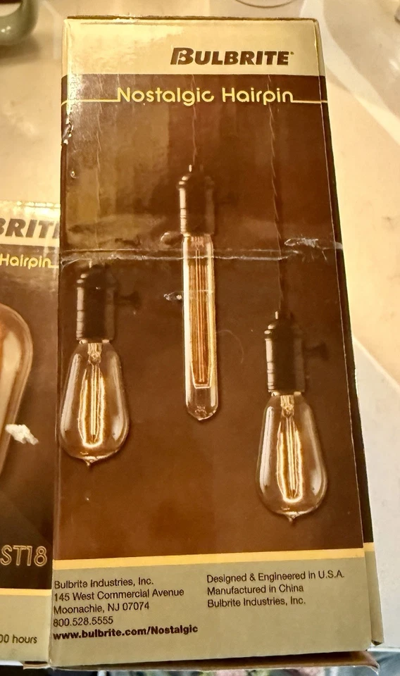 4 Pack Bulbrite 134018 40W Nostalgic Edison Hairpin Style Bulb Vintage - Image 2 of 3