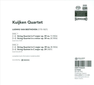 KUIJKEN QUARTET BEETHOVEN: STRING QUARTETS, OP. 59 'RAZUMOVSKY'; STRING QUINTET,