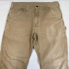Carhartt Dark Khaki Carpenter PANTS! 33 x 30 Relaxed Fit Distressed Work Wear — photo 3