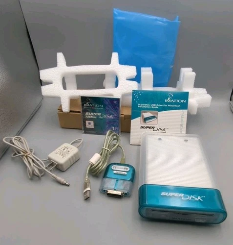 Imation Super Disk Drive for Macintosh Mac OS USB 120MB USED IN BOX Nice Shape!