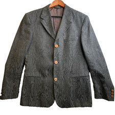 Vintage Versace Jeans Couture Blazer Mens 52 Charcoal Wood Grain 3 Button Jacket