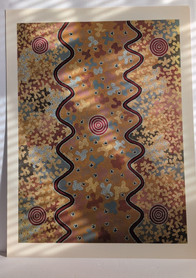 Dreamings by Brogus Tjatangari Vibrant Vintage Laminated Lithograph Art Print