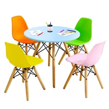 Children Table & 4 Chairs Set Solid Construction 5 pieces Dining Table