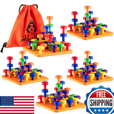 Shappy Toddler Montessori Peg Board 120 Pcs Stackable Pegs Kids Educational Toy