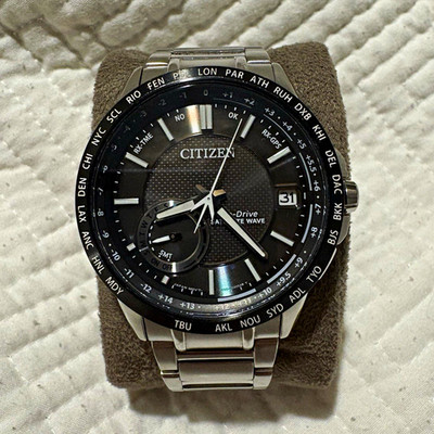 Citizen Eco-Drive Satellite Wave Black Dial Steel Bracelet 43mm 100m Date