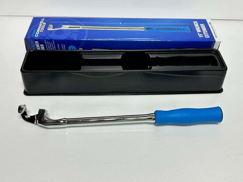 NUEVA herramienta extensora de llave Cornwell Tools 15” con agarre suave azul clásico y bandeja Foto 3 de 4