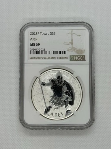 2023 P  S$1 Tuvalu Gods Of Olympus Ares 1oz Silver NGC MS69. Free Shipping!