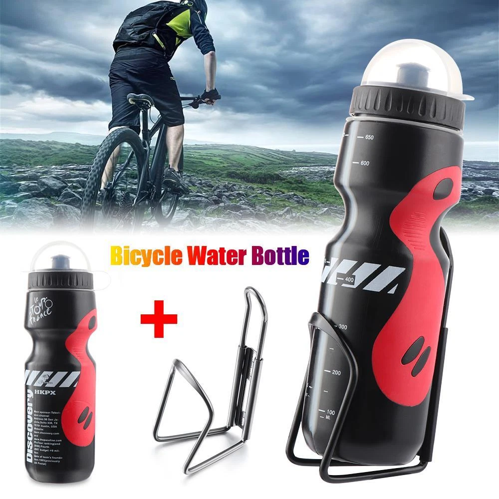 Bicycle Portable 750ML Mountain Bike Cycling Water Drink Bottle with Holder Cage