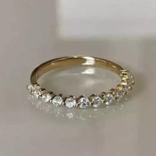 1.90Ct Round Cut Created Diamonds Half Eternity Band Ring 14K Yellow Gold Plated