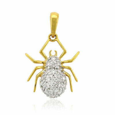 0,16 kt Rundschliff Laborgefertigt Diamant Spinne Anhänger 14 K Gelbgold vergoldet