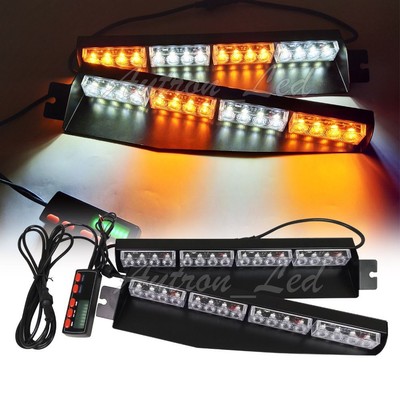 34/" Amber White LED Emergency Warning 18 Modes Strobe Visor Deck Split Light Bar