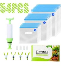 Sous Vide Food Kit- Hand Pump, 45 Reusable Bags 4 Holding Clips 4 Sealing Clips