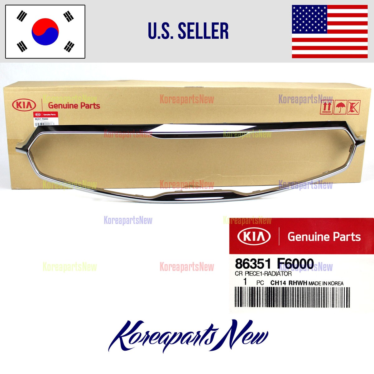 Front Bumper Grille Surround Trim CHROME ⭐OEM⭐ 86351F6000 KIA