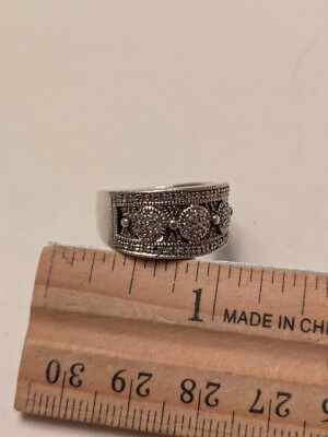 Designer ISP Sterling Silver Natural Pave Diamond Studded Ring Size 6 Read Desc!