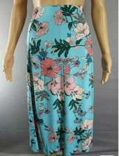 NEW EX DAMART SIZE 18 L31 AQUA PRINT JERSEY STRETCH PULL ON SKIRT A6