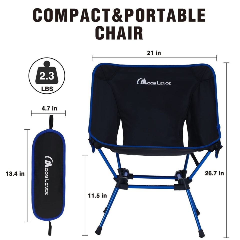 Lighweight Foldable Camping Chair, Plus Size Backpack Chair, Portable