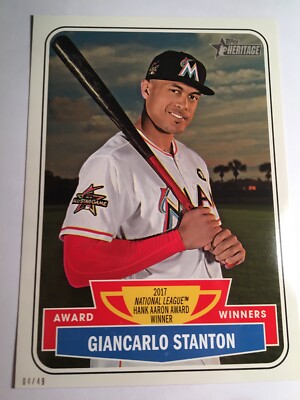 2018 Topps Heritage High 5x7 Award Winners Giancarlo Stanton Marlins AW10 04/49