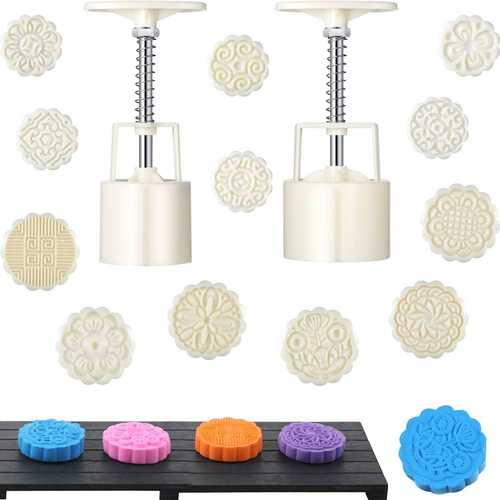 14 Pieces Bath Bomb Mold Kit Moon Cake Mold Press Includes 2 Pcs Shower Steamer - Picture 8 of 12