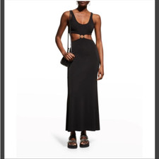 Alice + Olivia Women's Arizona Cutout O-Ring Maxi Dress Size 8 Black Stretch NEW