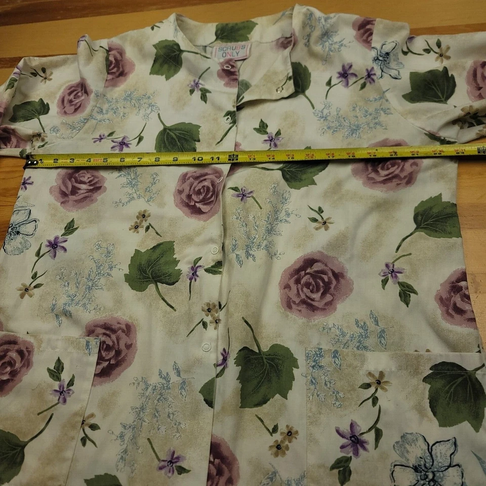 Floral Scrub Jacket Womens L Rose Scrubs Only Lab Coat Medical Dental - Image 3 of 4