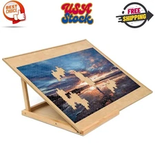 Puzzle Board with 2 Angle Adjustable Bracket/Stand, Wooden Puzzle Table