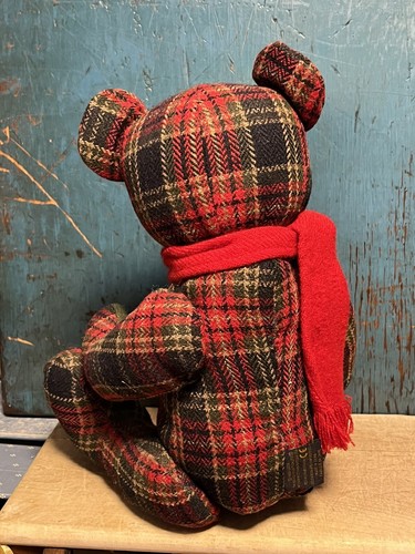 Boyd's Bear Wool Blend Red Christmas Plaid Teddy Bear Jointed 14" Beautiful! - Picture 4 of 7