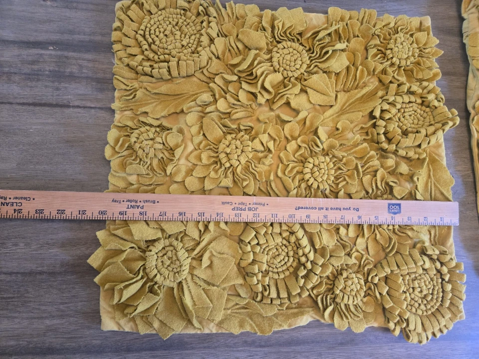 Ethan Allen Yellow Mustard 3D Flower Throw Pillow Covers 20" x 19" - Image 4 of 4