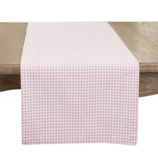 Traditional Gingham Table Runner Pink 16"x72"