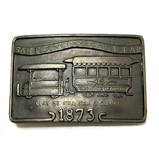 Vintage Brass Belt Buckle San Francisco Cable Car Clay St Hill Car  Dummy 1873