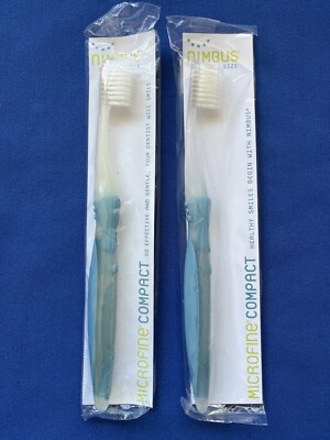 New! Set of 2 NIMBUS Extra Soft Toothbrushes COMPACT Size Head Adult BLUE