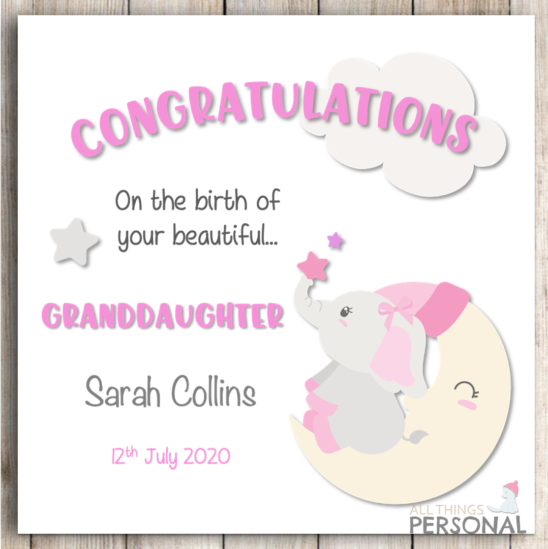 New Granddaughter Card Congratulations Grandparents It's Baby Girl Personalised