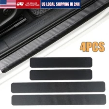 IN US!4Pcs Carbon Fiber Car Door Sill Protector Cover Trim for FORD F-150 White