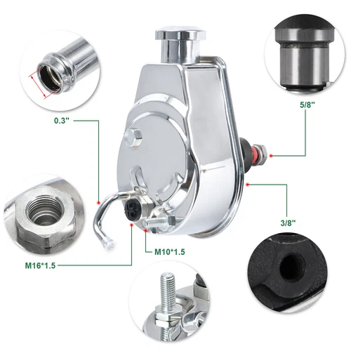 Saginaw Power Steering Pump Chrome Keyway Style Chevy Ford GM Chrysler P Series - Picture 9 of 11