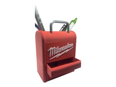 Milwaukee Toolbox Pen Holder with 2 Drawers | Desk Organizer | Unique Gift for T