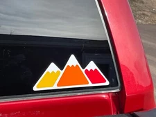 Red Retro Adventure Mountain Tri-color sticker For Toyota