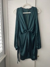 pretty little thing Size 10 Green Satin Mini Dress