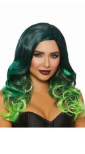 Dreamgirl Long Curly Green Neon Hair Wig Adult Halloween Costume Accessory 11365