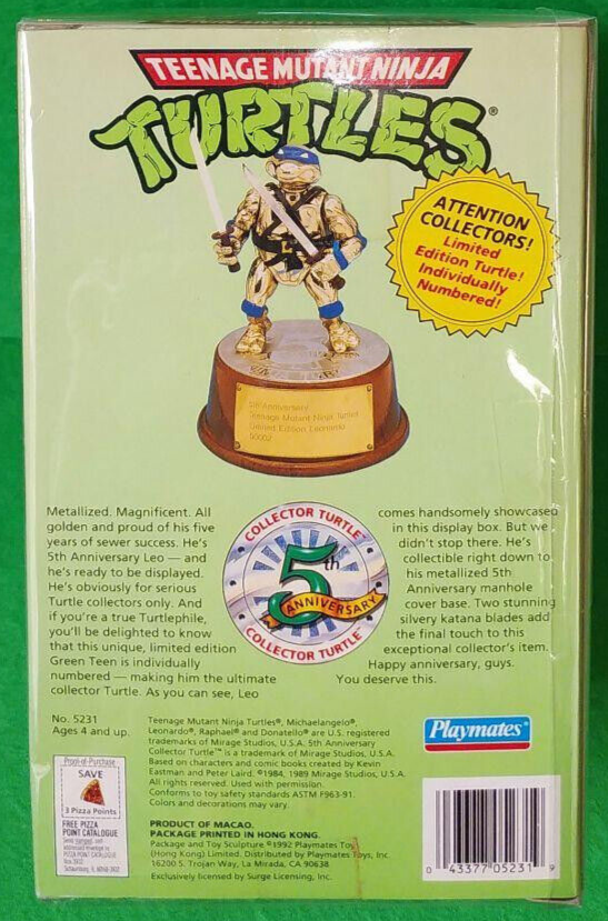 PLAYMATES Turtles 5Th Anniversary Leonardo Gold Collection Turthle